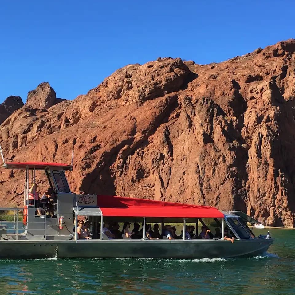 Tour boat traveling through Topock Gorge on the Colorado River